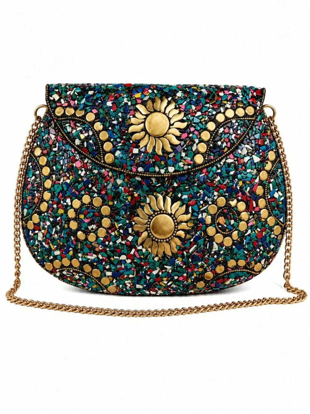 Ramla Bel Air Multicolor Mosaic Clutch Crossbody Bag